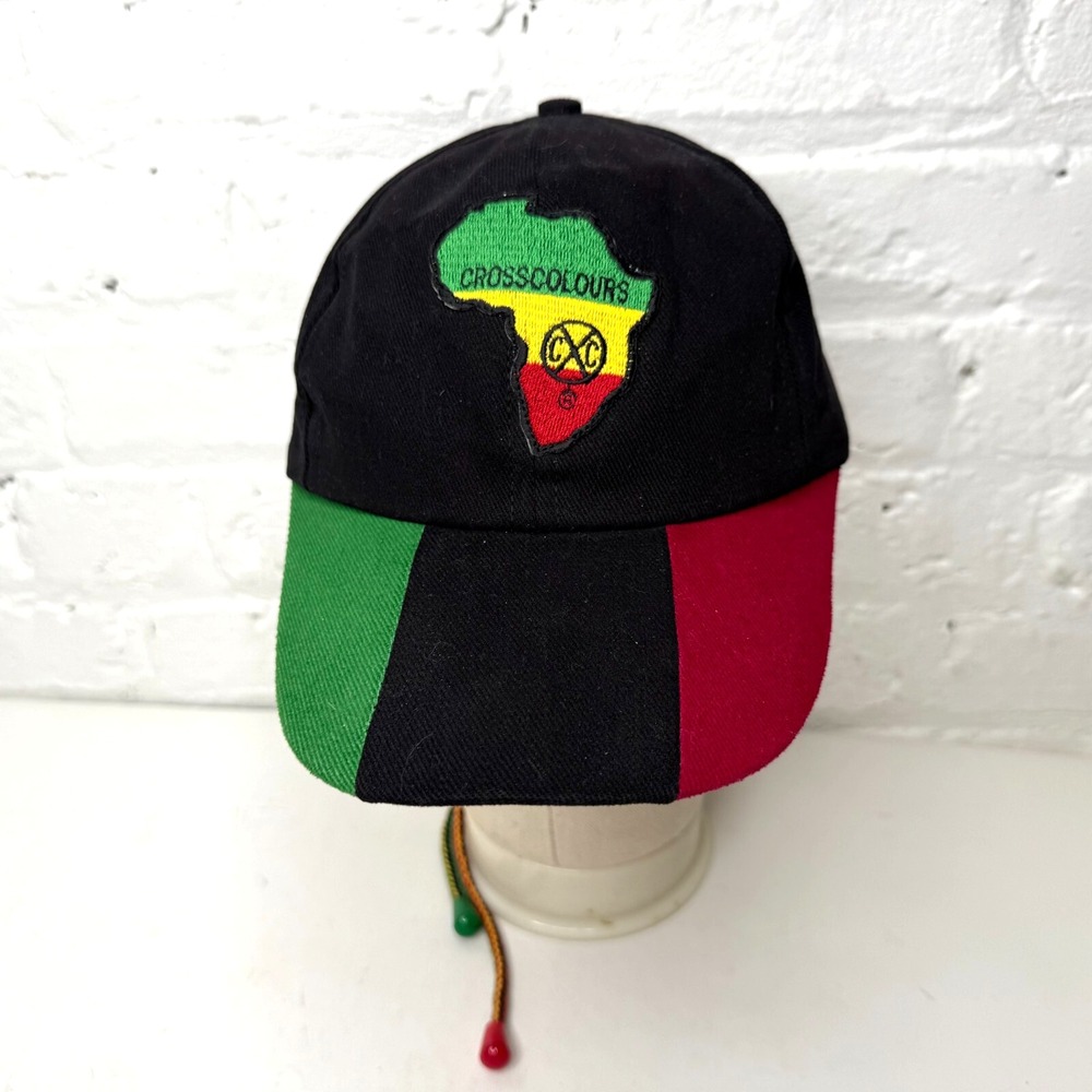 Vintage Cross Colours Hat Africa Black Green‎ Red Tie Hack Cap